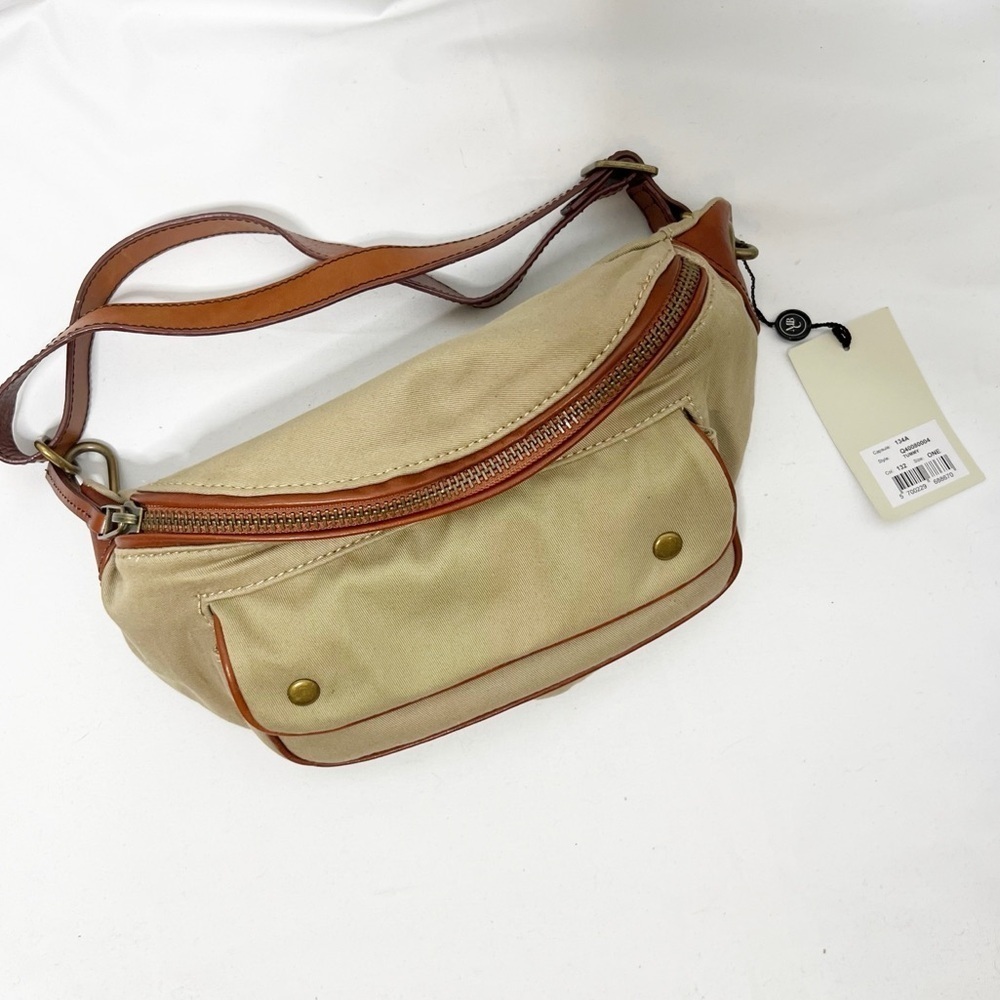 NEW with tags Malene Birger Beige and Brown Canvas and Leather Bum Bag Belt Bag